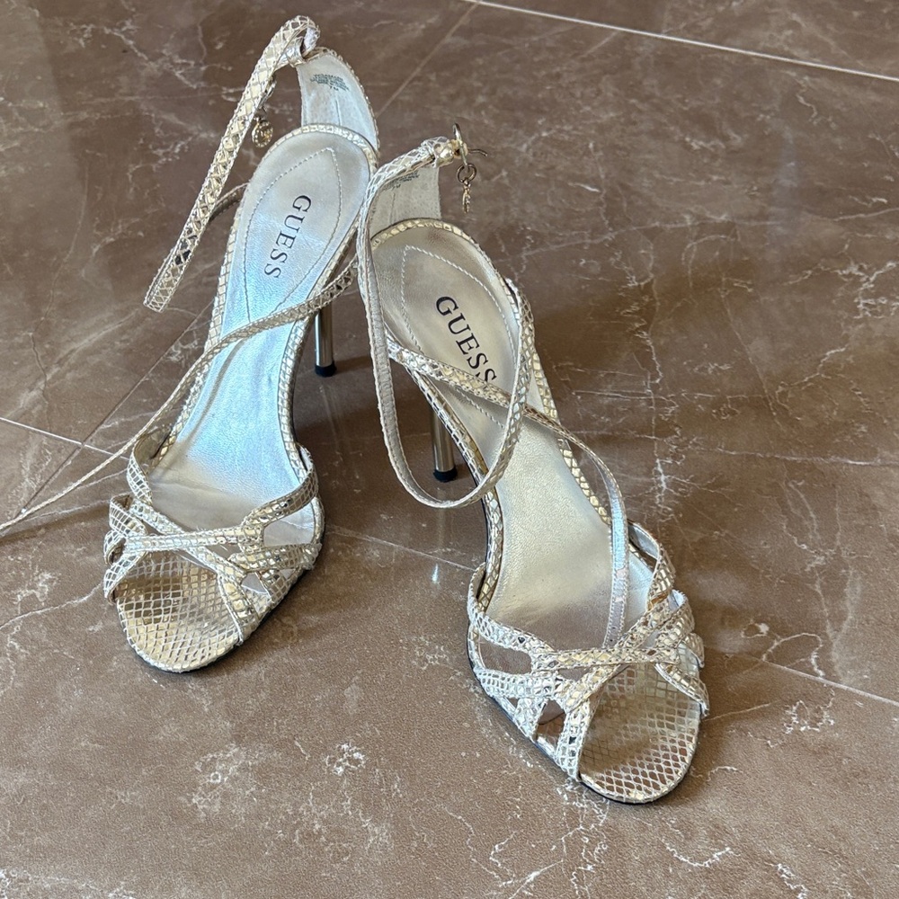 Guess Metallic Snakeskin Heels